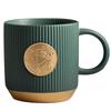 Wind Ceramic Coffee Cup Vertical Stripe Copper Medal Office Water Cup Milk Cup With Gift Print