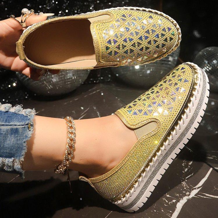 Fashion Plus Size New Single Shoes 2025 Spring and Autumn Rhinestone Trifle Platform Loafer