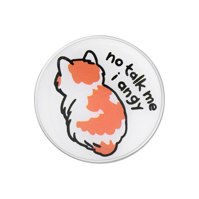 Cute Cat UV Pins Custom No Talk Me I Angy Brooches Lapel Badges Clothes Rainbow Animal Jewelry Gift for Friends