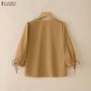 ZANZEA Women Casual V-Neck 3/4 Sleeve Loose Elegant Blouse