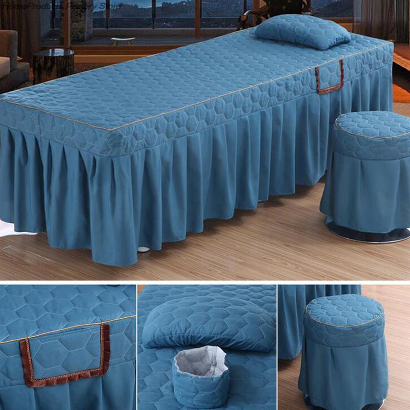Schönheitssalon Massageliege Tagesdecke Bett Tischdecke mit Gesichtsloch Quadratische Massageliege Bettrock Spa Behandlungsbettlaken