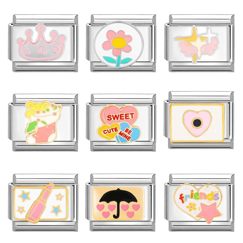 Ručně vyráběný italský kreslený náramek s ocelovým dnem: Roztomilé, Kreativní, DIY Šperkové Doplňky