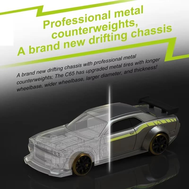 New 1:76 Scale Remote Control C65 Built-in Gyroscope Drift Racing Full-size Mini Remote Control Car Simulation Desktop RTR Desktop Toy Gift