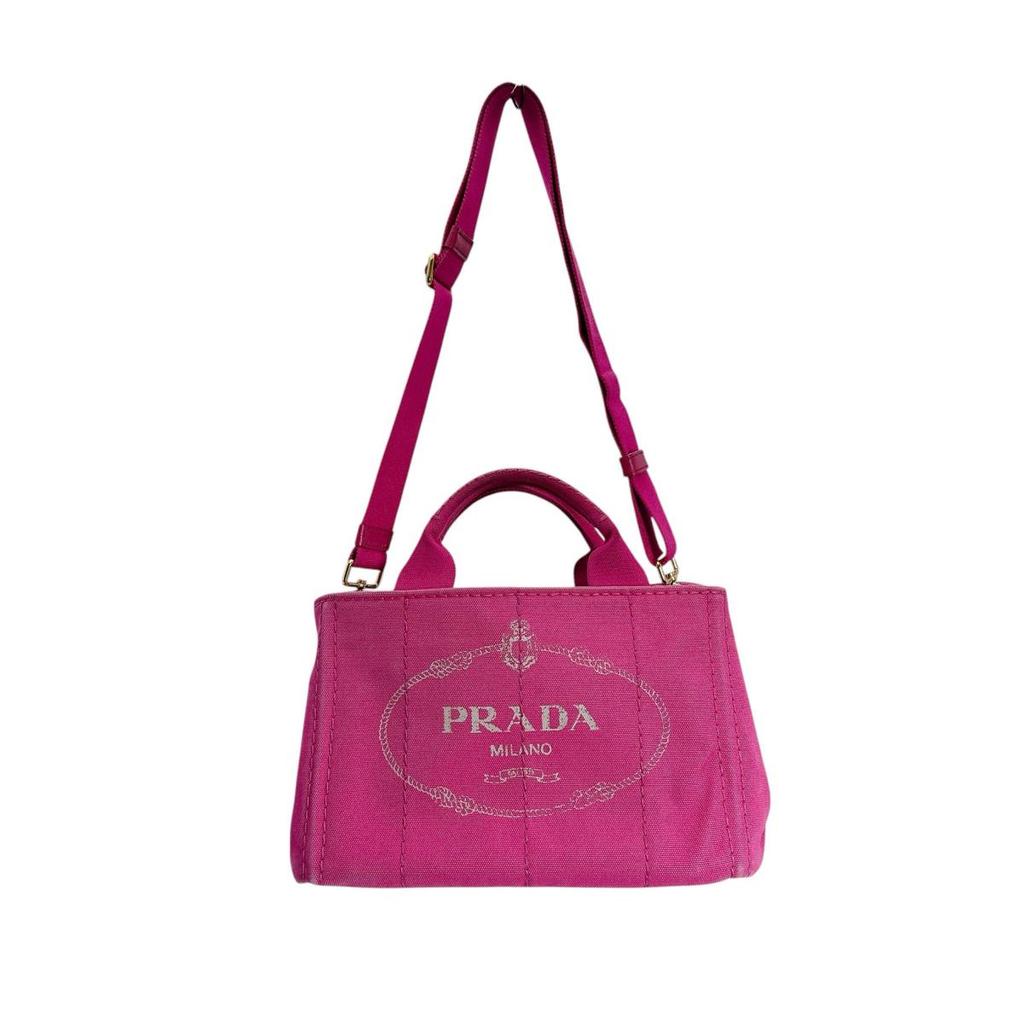 PRADA Canapa Kanapa mini tote Tote Bag canvas pink Women 1BG439 Used