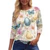 Women's Fashion Casual Sleeve Easter Elements Print Round Neck Top