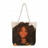 Multifunctional  Black Girl Printed Thick Rope Shoulder Beach Bag 7573 KTB