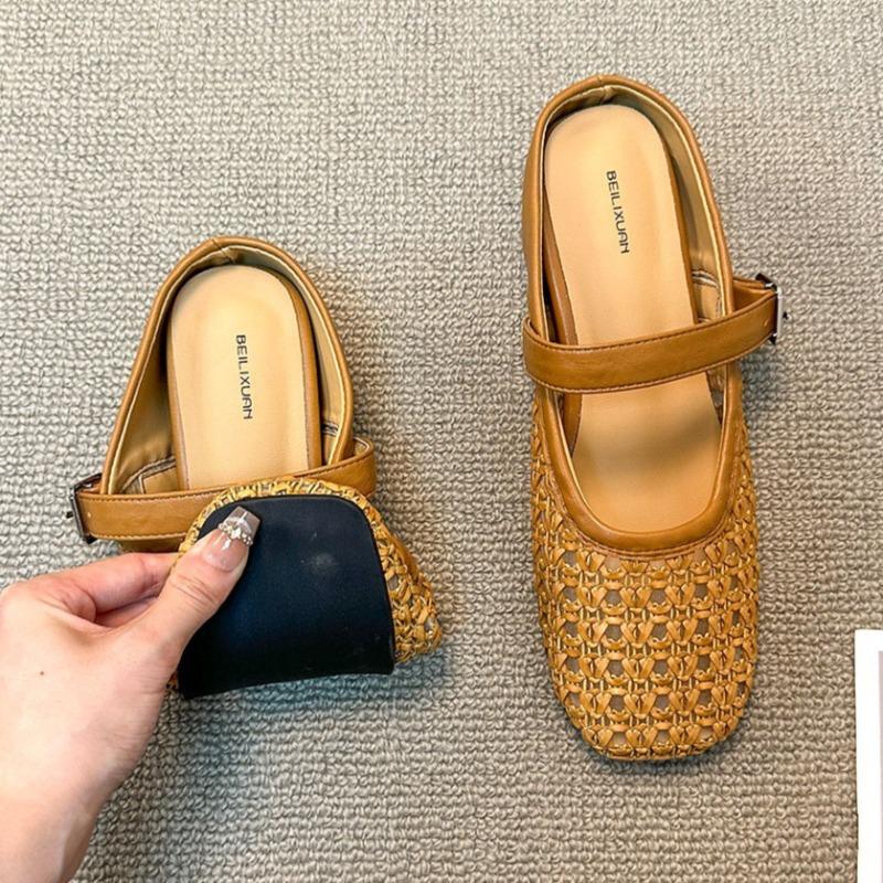 Fashion Women Flats Slippers Designer Weave Soft Shoes Summer Slingback Sandals Summer 2025 New Trends Shoes Casual Walking Zapatillas