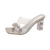 High Heels New Style Shoes Transparent One-strap Sandals Thick-heeled Slippers