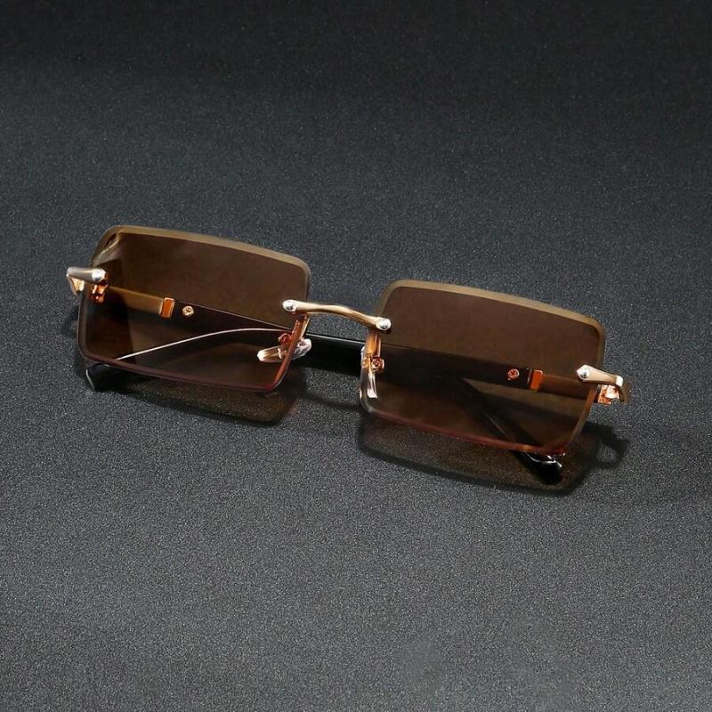 Rimless Sunglasses Rectangle Women Men Shades Small Square Sun Glasses For Female Male Beach Vacation Travel  Eyewear