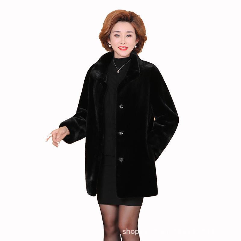 

Зимнее меховое пальто для женщин среднего и пожилого возраста: Норковый бархат, теплый и плотный XL