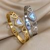 Stainless Steel Bangle Bracelet Inlay Luxury Rhinestones Gorgeous Synthetic Zirconia Geometric Oval Square Stars Shape for Women