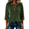 Damen Casual Knopfleiste Dreiviertelarm Bunte Bluse mit Reverskragen
