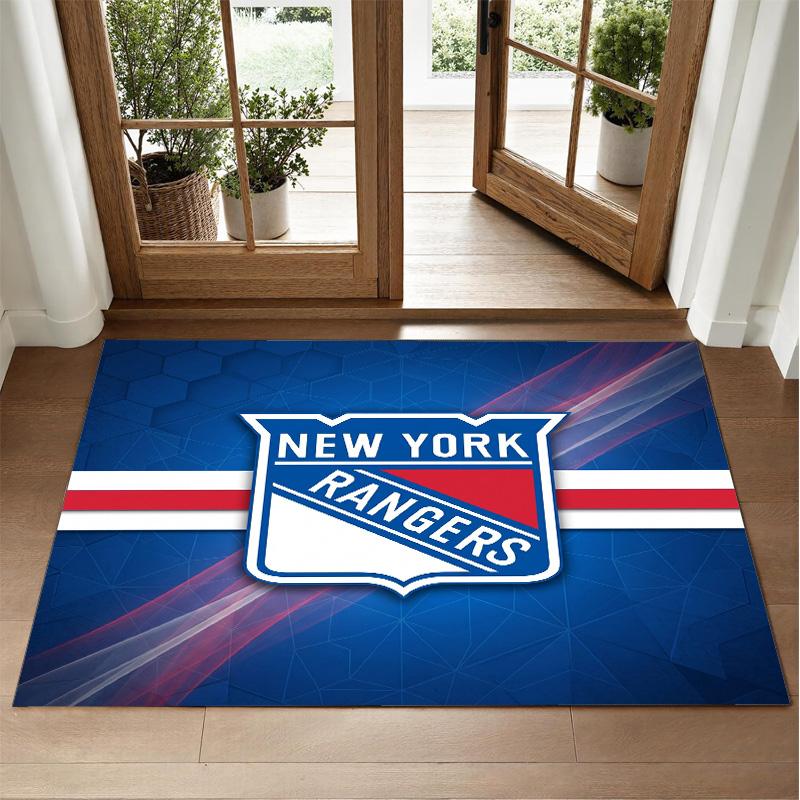 New York Rangers Design Crystal Velvet Rug Soft Decorative Mat for Bedroom Entrance