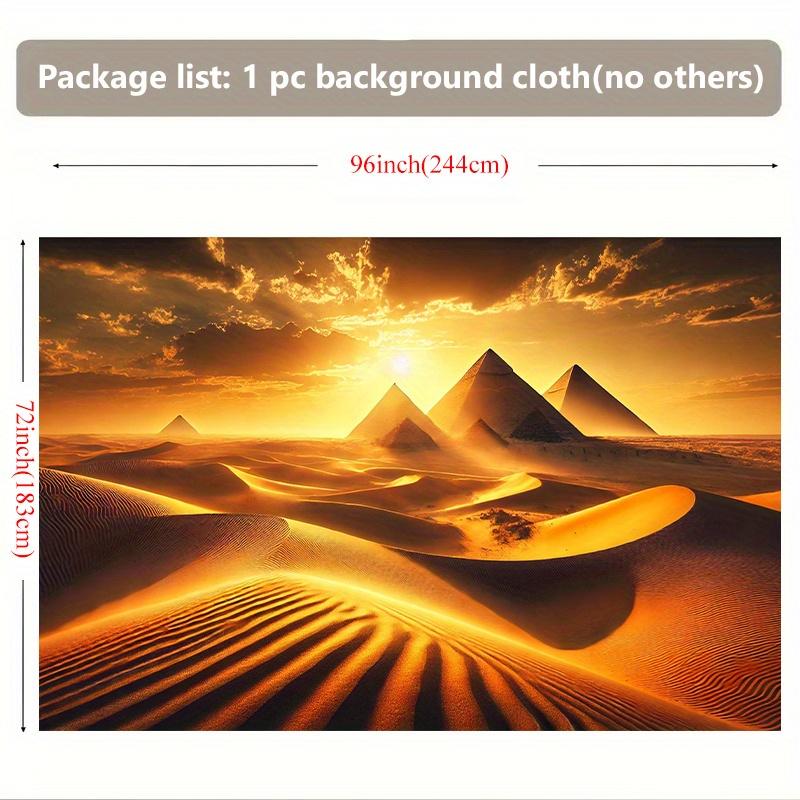 Background flag 1 piece, pyramid desert sunset scene background fabric for wall decoration, polyester fiber