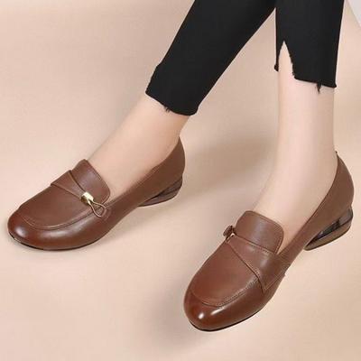 2025 New Spring and Autumn Soft Leather Loafers Round Head Small Leather Shoes Women's British Style Women's Shoes Soft Bottom Flat Women's Single Sho