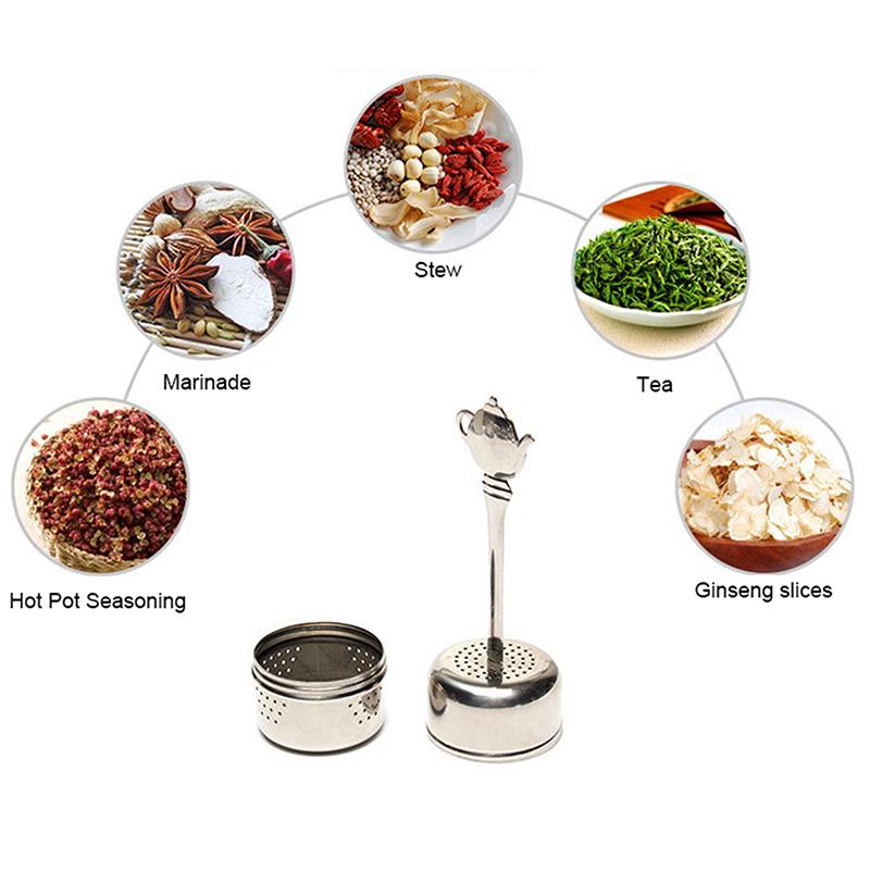 Infusore per Tè in Acciaio Inossidabile Colino Cilindrico Filtro per Spezie Erbe Palline Condimento Catena Appendi Accessori da Cucina
