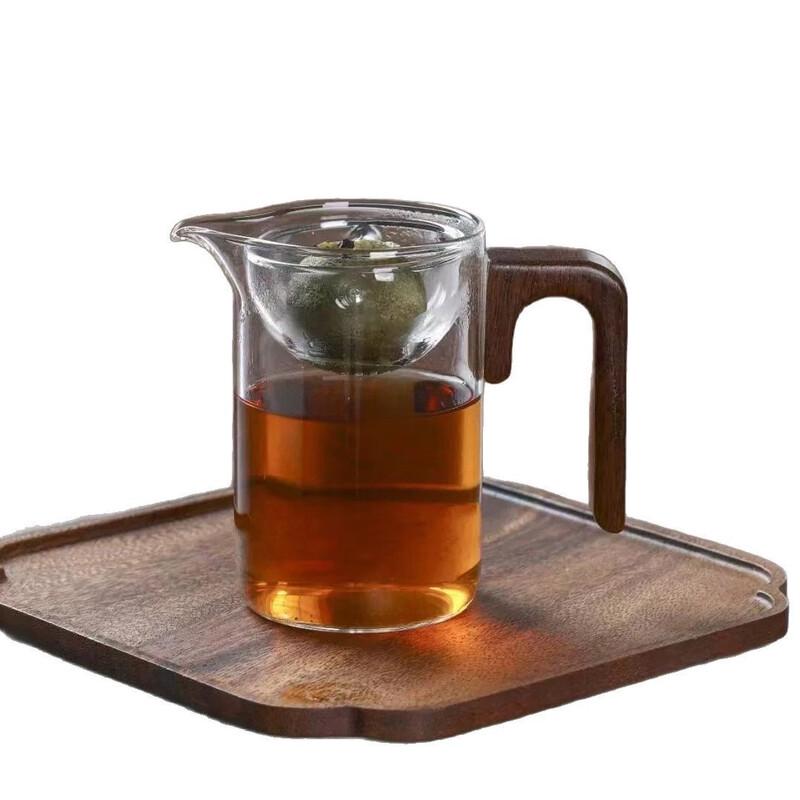 Jialang Heat-Resistant Glass Tea Server with Wooden Handle & Filter