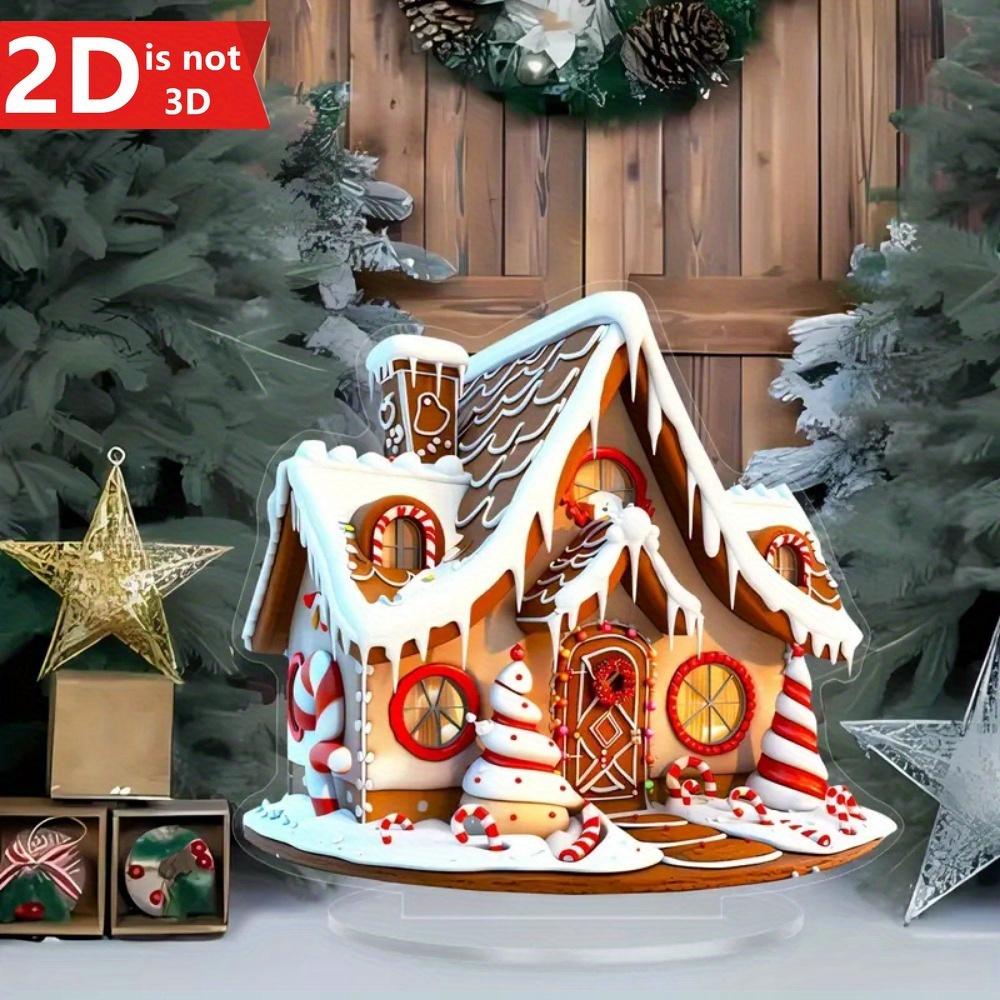 2D God Jul Pepparkakshus. Perfekt skrivbordsdekoration för hem & kontor. Idealisk festlig gåva.