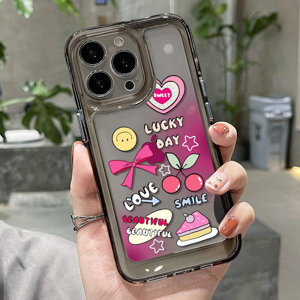 Gradual change pink graffiti applies to iPhone17 mobile phone case 16Pro niche x Apple 14 all-inclusive 15 girl heart
