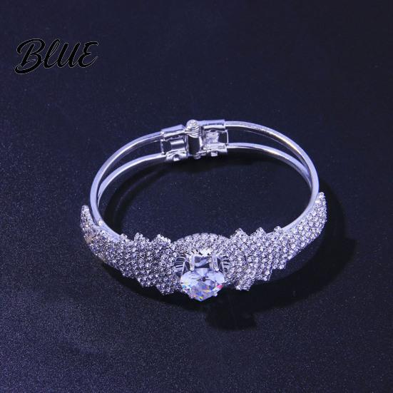 Women Buckle Bracelet Bangle with Opening Closing Design Sparkling Cubic