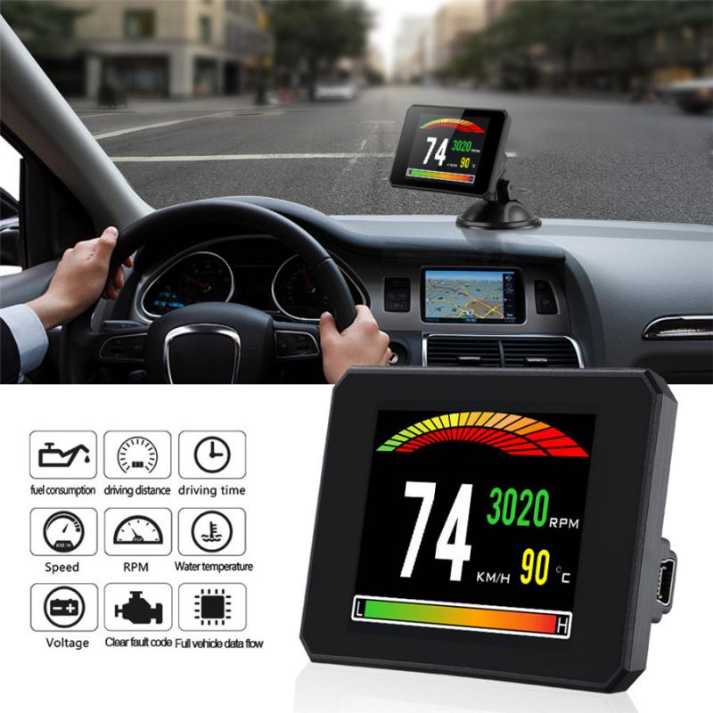 Trip Computer Hud Obd2 Gauge Speed Voltage Meter Fuel Water Temp Universal Car