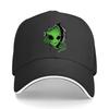 Vintage-Kappe mit Alien-Thema, verwaschene Sonnenschutzkappe mit grünem Alien-Design, verstellbar, Sandwich-Baseballkappe
