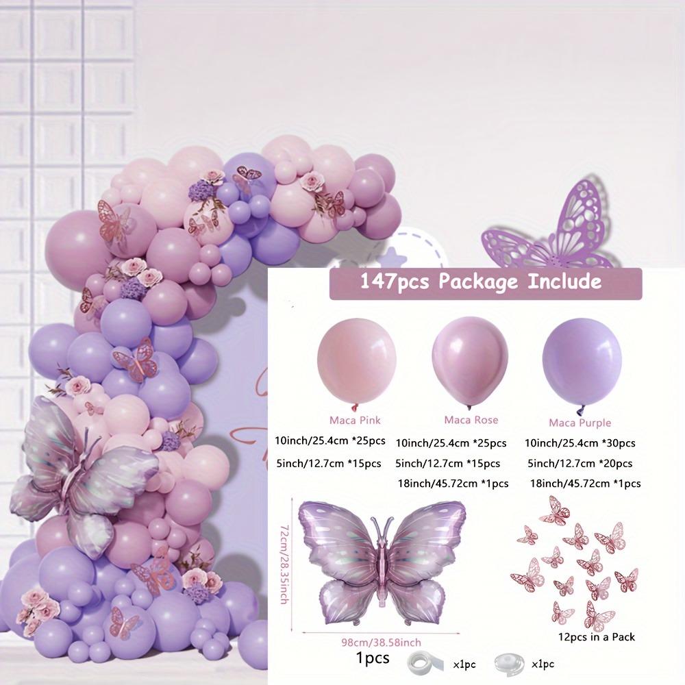 

147PCS Purple Butterfly Arch Set, Pink and Rose Gold Accessories - Suitable for Birthday, Wedding, Indoor and Outdoor Decoration Other