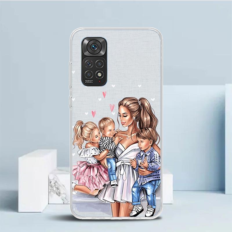 Mom Baby Girls Phone Case For Xiaomi Redmi Note 15 14 14S 13 12S 12 Pro Plus 11S 11 11T 11E 10S 10 + Soft TPU Back Cover Redmi N