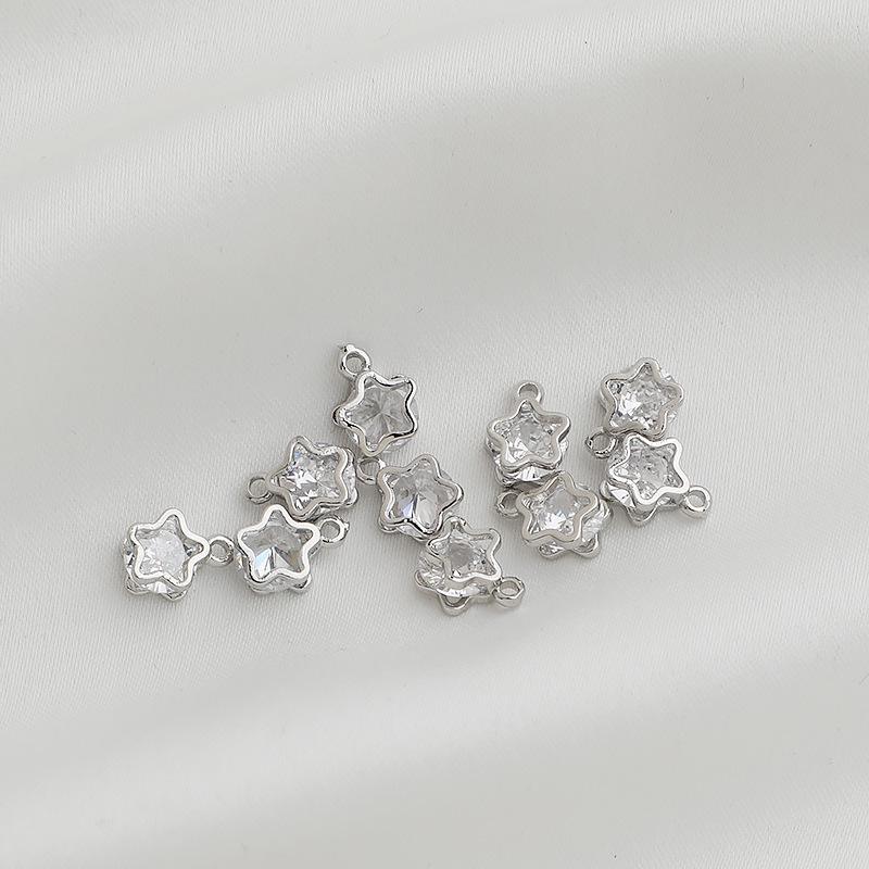 14K Gold-Filled Zircon Flower Pendant, Clip-on Charm for DIY Jewelry
