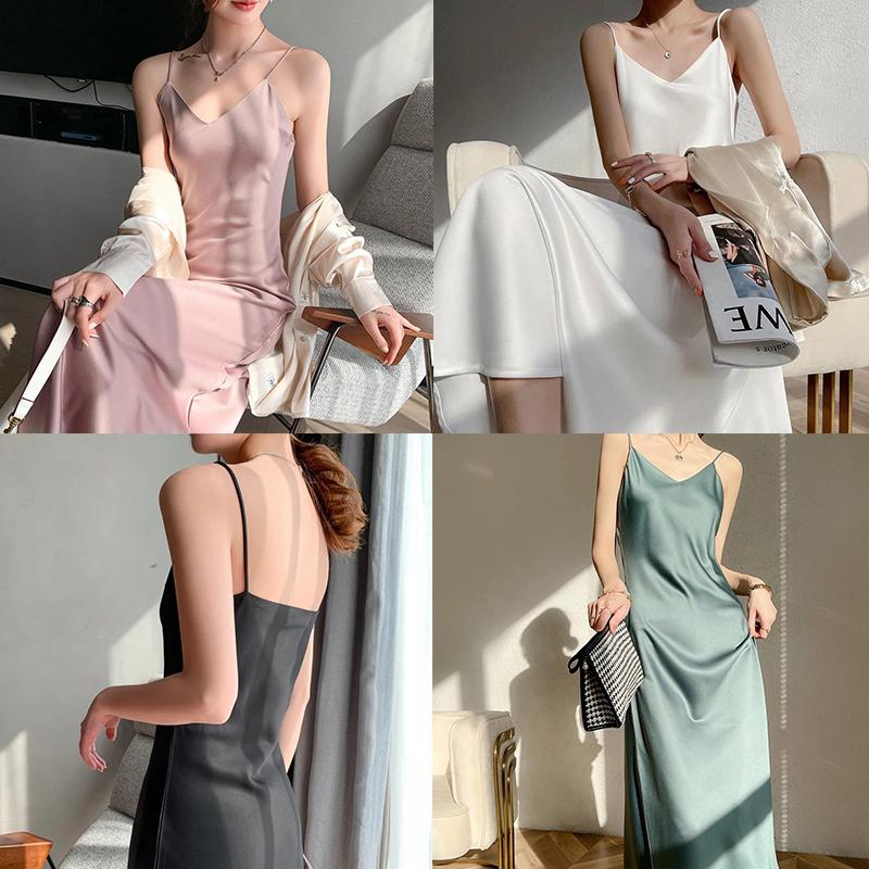 Sexy Dresses Suspender V Neck Sleepwear Sleep Dress Nightgown Solid Color Nightwear