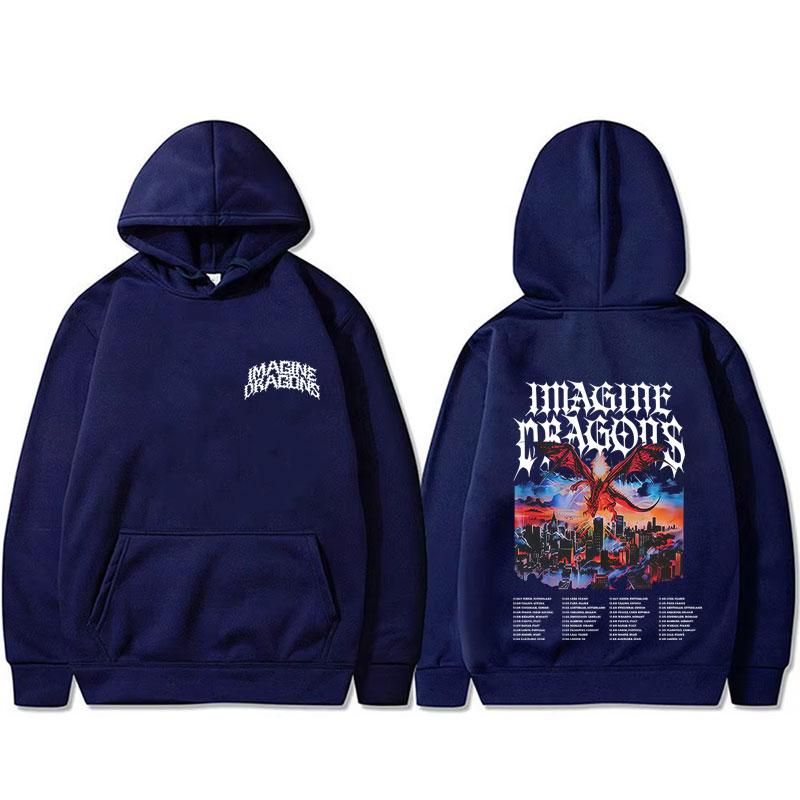 Imagine Dragons Band Loom World Tour 2025 Hoodie Herren Damen Rock Punk Gothic Streetwear Männlich Lässig Übergroße Pullover Hoodies