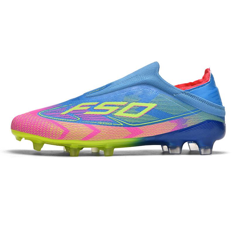 New Authentic Men’s & Women’s Laceless Soccer Shoes - AG Long Spikes for Youth Grass Training