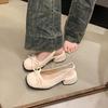 Baotou Thick Heel Summer Sandals Female Outer Wear Fairy Style 2025 New French Bow Mary Jane JK Single Shoes