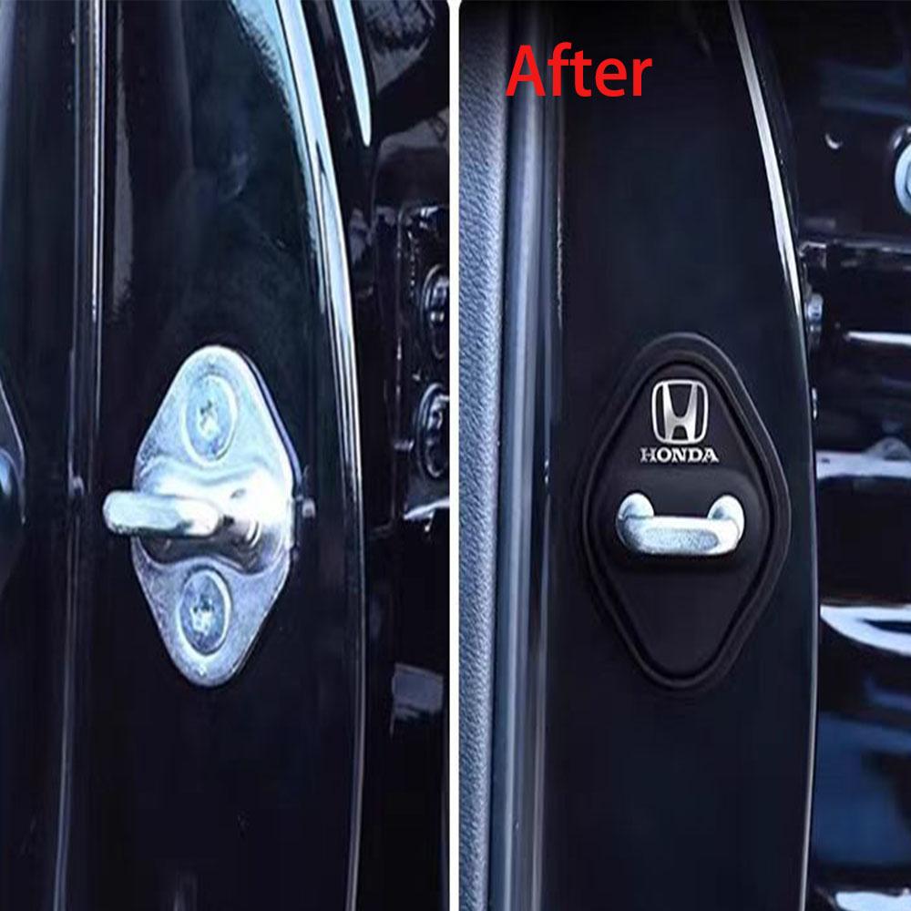 4Pcs for Honda Car Silicone Door Lock Cover Shock Absorber Protective Sticker Civic Fit Jazz Accord Pilot Stepwgn CRV BRV HRV 3D OW6