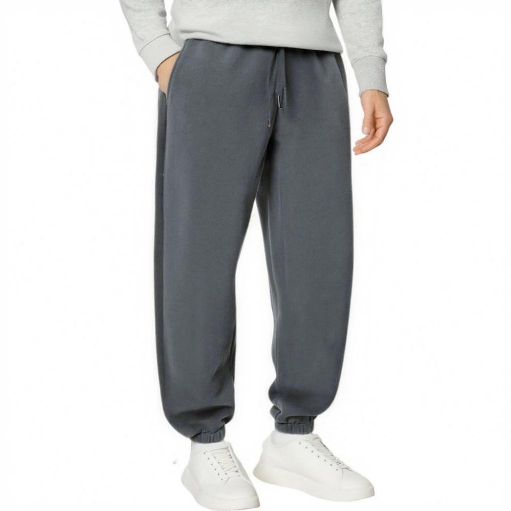 Men's -color Casual Double-sided Fleece Warm Drawstring Pants