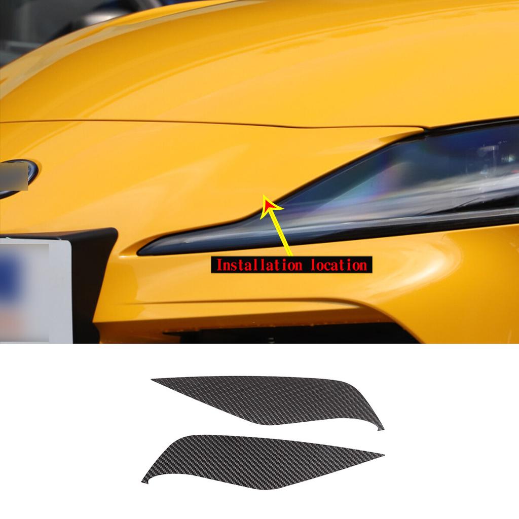 Carbon Fiber Headlight Eyebrow Eyelid Cover Trims For Toyota Supra A90 19-20