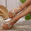 Fashion Bohemia Style Wedge Sandals Women 2025 Summer Fashion Gold Platform Sandals Woman Peep Toe Outdoor Beach Shoes Plus Size 42