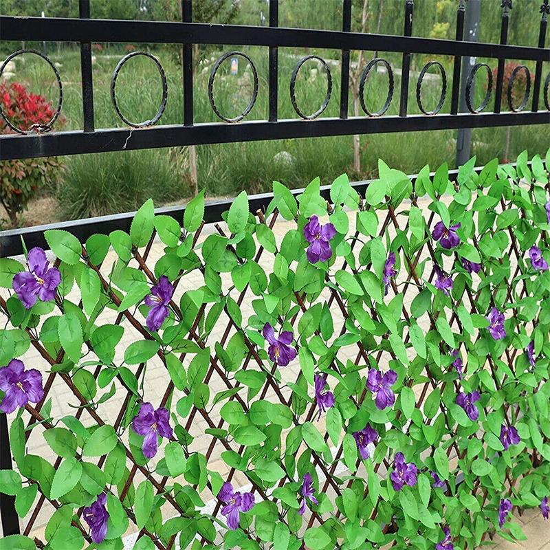 2M Kunstig Hekk Blomsterblad Hagegjerde Vegg Personvernskjerm Espalier