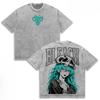 Anime BLEACH Nelliel Printed Tee Men Women Short Sleeve Cotton Tshirts Vintage Washed T-shirt Harajuku Unisex Summer T Shirt