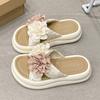 Two-color Flower Platform Slippers Women's Summer New Flat-bottomed Student Fashion Beach Cool Slippers