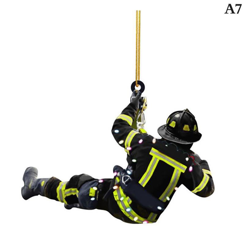 2D Christmas Firefighter Pendant Christmas Pendant Dwarf Car Pendant Statue Craft Party Accessories Decoration new year 2025
