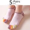 5 Pairs Spring No Show Toes socks Pure Cotton Colorful Cute Casual Soft Breathable,Deodorant,Invisible 5 Finger Socks Harajuku