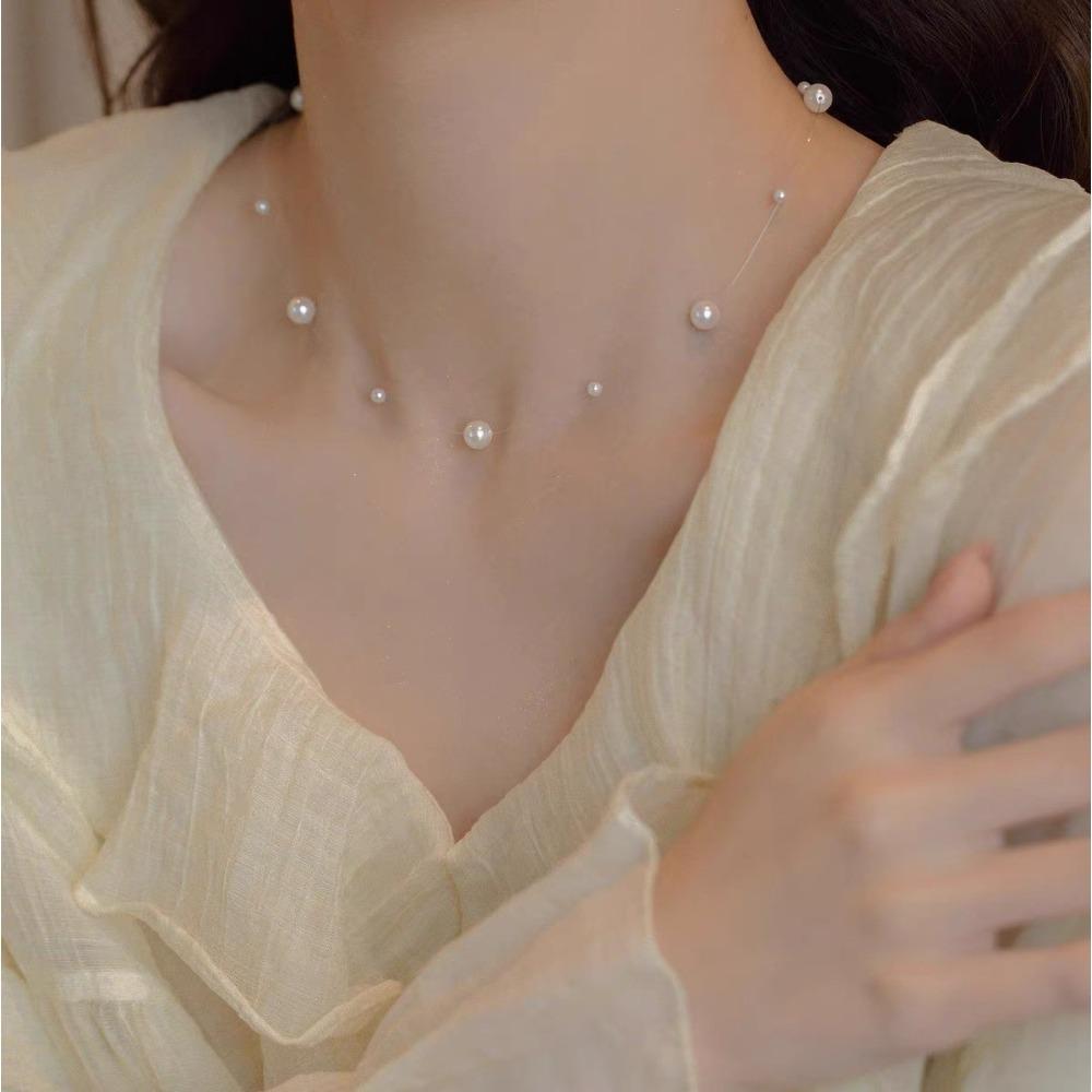Shijia Pearl Necklace Women's Niche Light Luxury Design High-end Temperament Collarbone Chain Neck Chain Sweater Chain Bead Chain