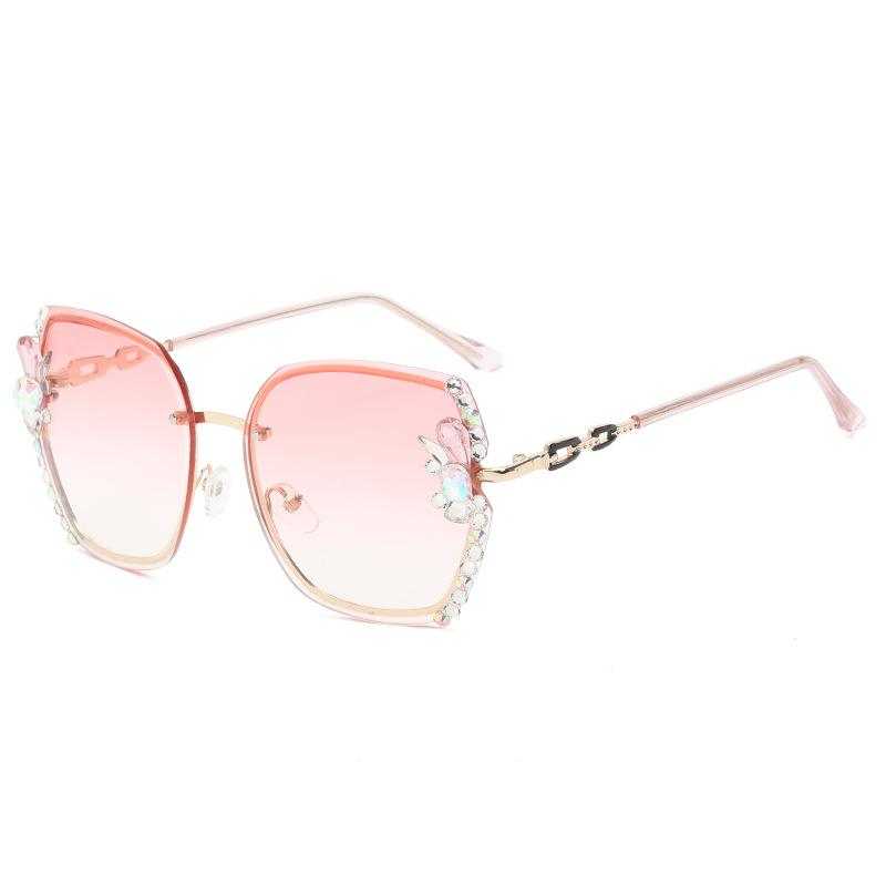Rhinestone Sunglasses for Women Diamond Cut Edge Sunglasses UV Proof Luxury Marine Glasses