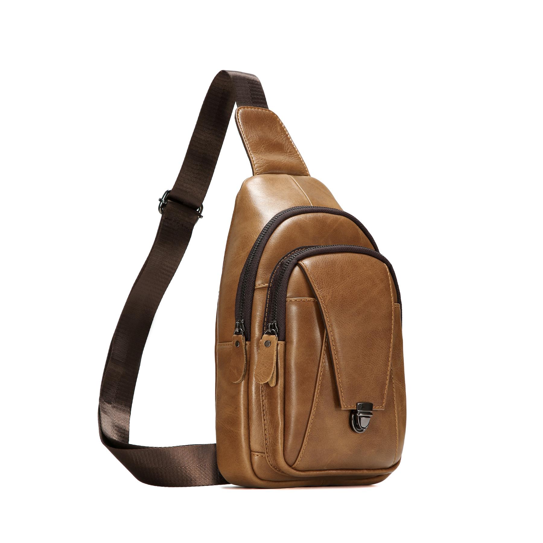 

Сумка на грудь из натуральной кожи, многофункциональная мужская одноплечевая сумка, многофункциональная сумка-кроссбоди для поездок на работу и на каждый день коричневый