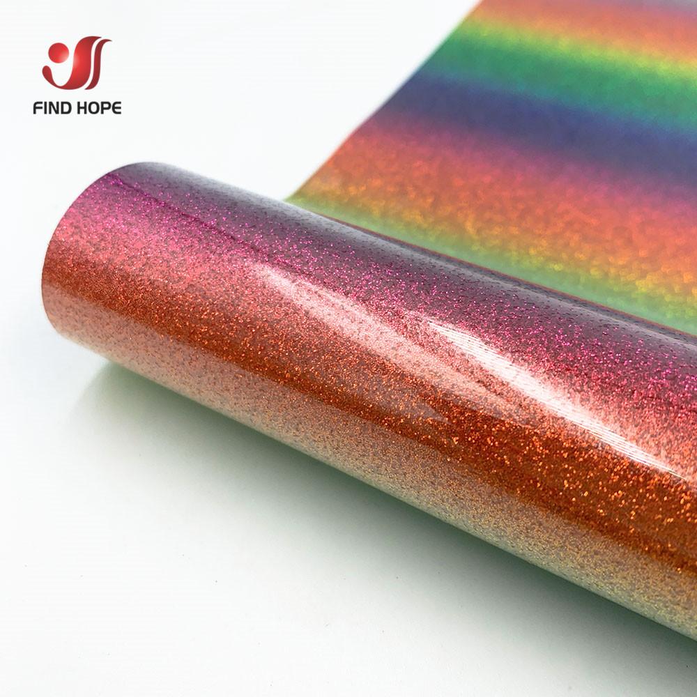Heat Transfer Vinyl HTV Craft Rainbow Glitter Iron-on Transfer Garment Clothing T-Shirt Decoration for Cut Silhouette Cameo