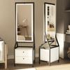 360 degrees Jewelry Cabinet with Full-Length Mirror, Rotating Jewelry Cabinet with 2 Lower Drawers, Freely Rotatable, Spacious Storage