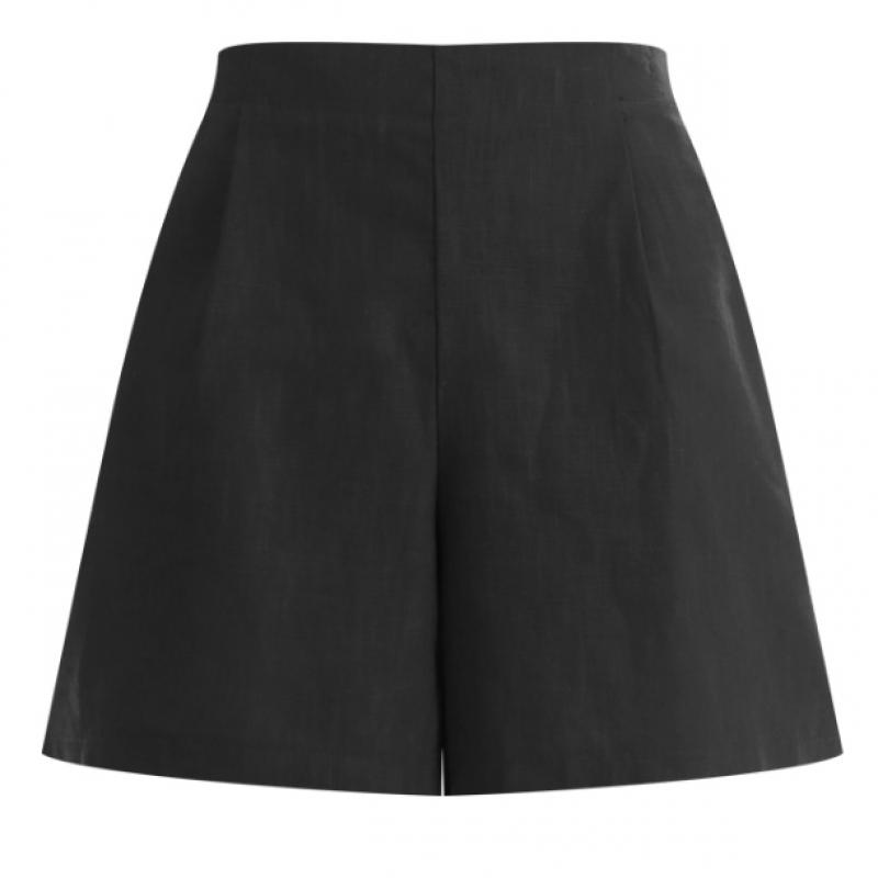 Shop Women S Simple Solid Banding Linen Pocket ShortS Navy Pic Wpt 1395