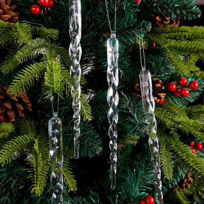 12 Stück Klare Kristallartige Eiszapfen Anhänger Realistischer Eiszapfen Hängender Schmuck Simulierte Spirale Eis Zapfen für Weihnachtsbaum Winter