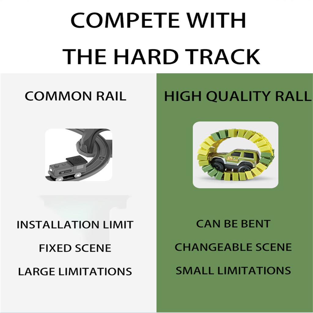 Dinosaur Race Track Set Rail Car Toys Assembly Bend Flex Racing Track Led Electronic Flash Light Car Toys for Children Years Gift